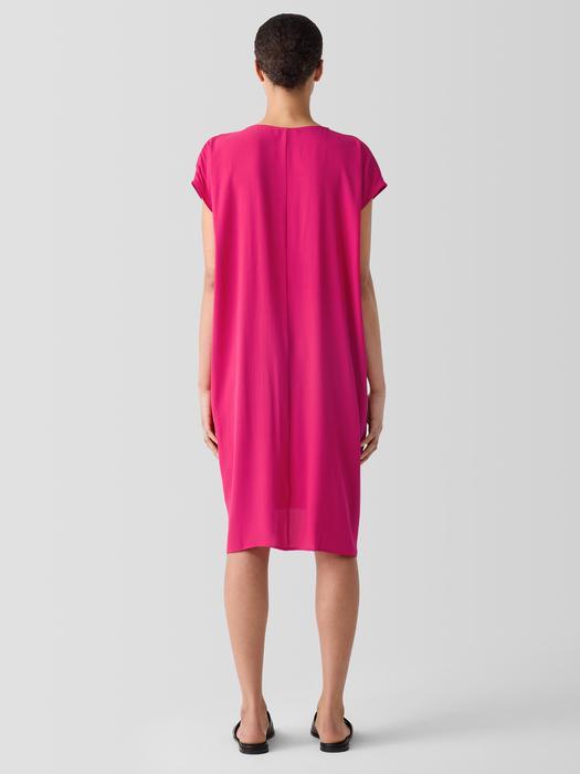 EILEEN FISHER Silk Georgette Crepe V-Neck Dressfemale Product Image