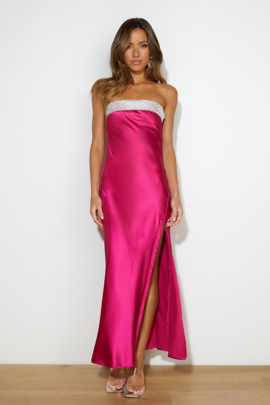 Luxe Only Satin Midi Dress Pink Product Image