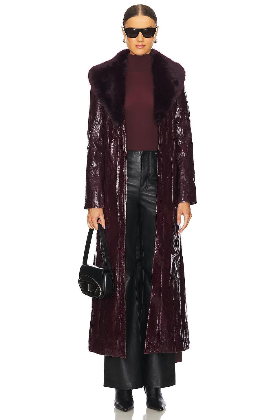 Bordeaux Faux Fur Collar Coat Kim Shui Product Image