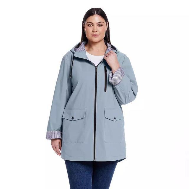 Plus Size Weathercast Lightweight Hooded Rain Slicker Coat, Womens Product Image