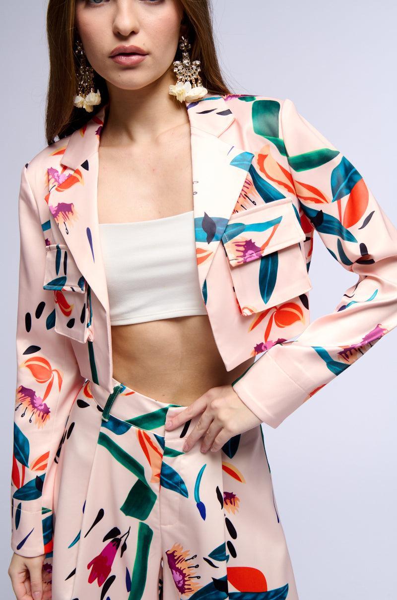 CANDY RAIN SATIN CROP UTILITY BLAZER Product Image