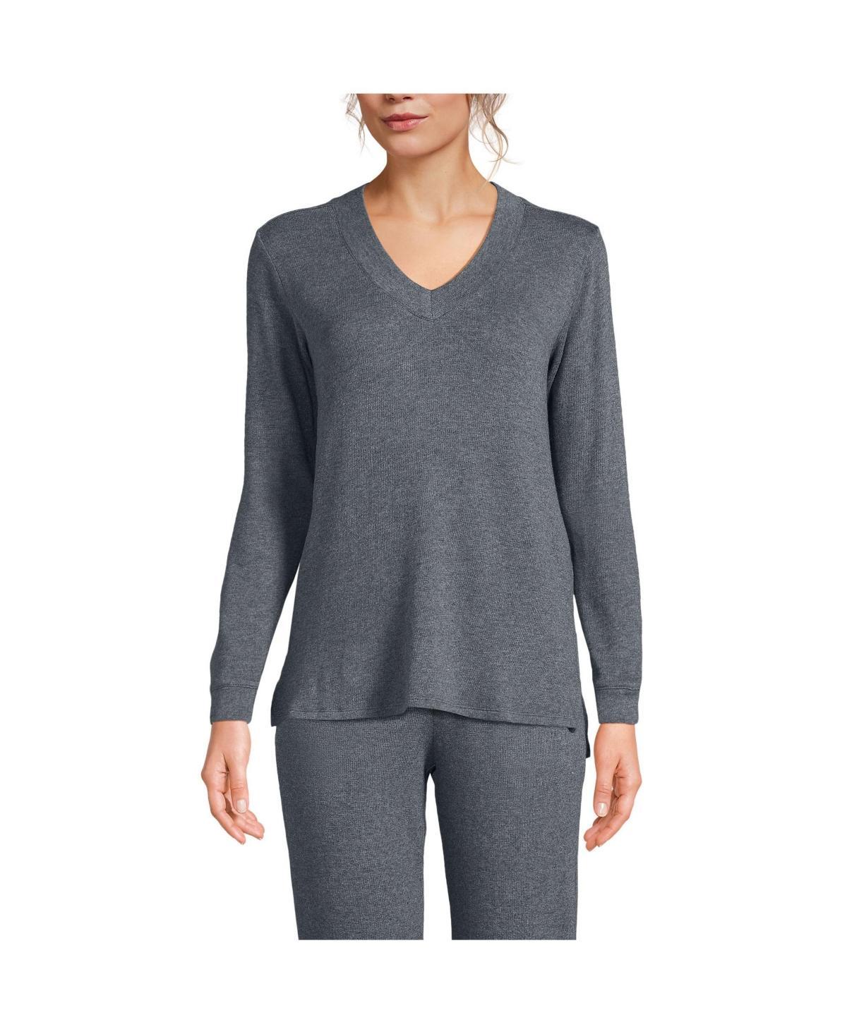 Lands End Womens Faux Cashmere Long Sleeve Cozy Pajama Top Product Image