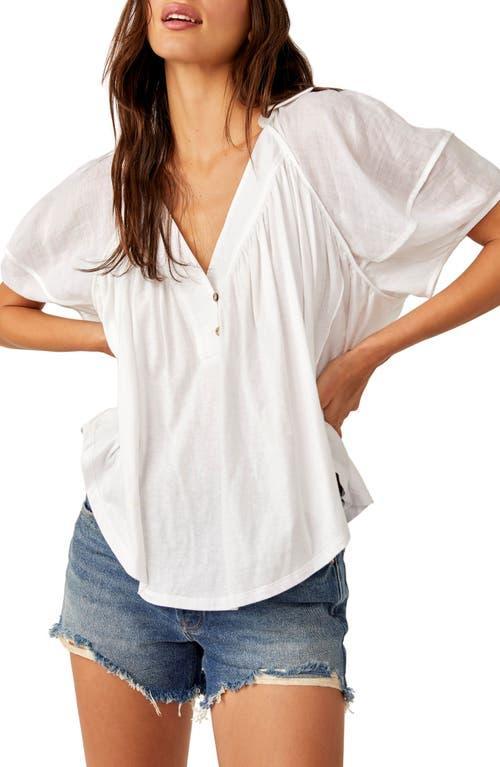 Free People Sunray Mixed Media Cotton Jersey Babydoll Top Product Image