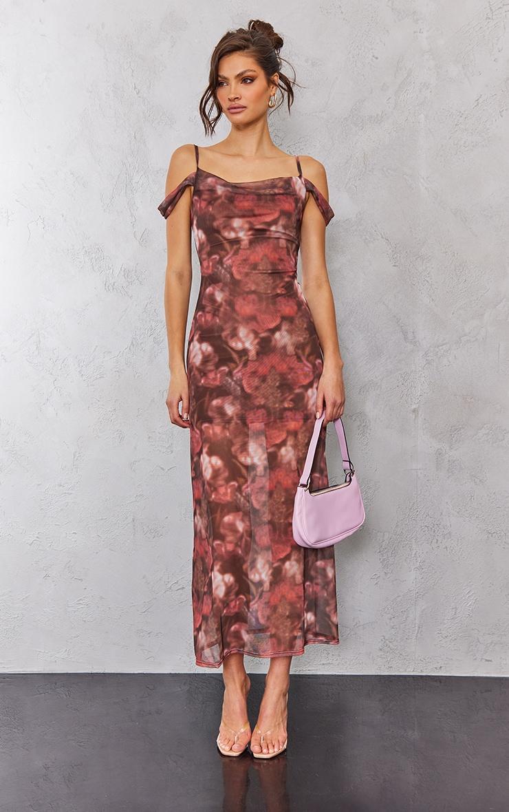 Tall Pink Floral Cowl Neck Maxi Dress Product Image