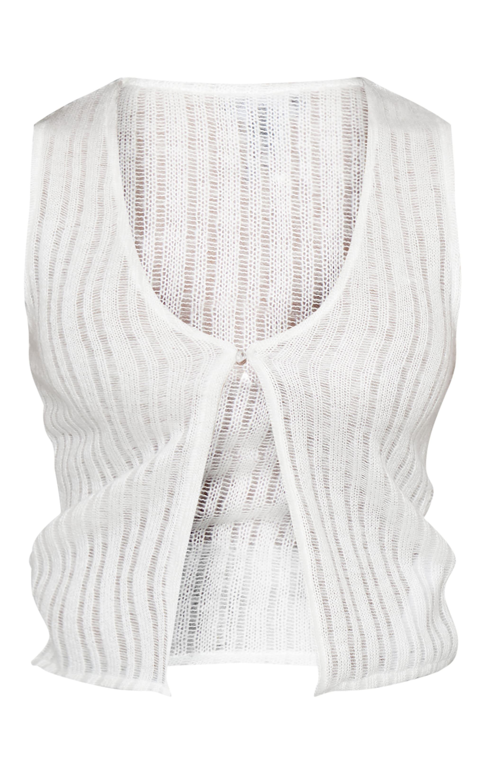 Stone Brushed Stripe Ladder Button Front Vest Product Image