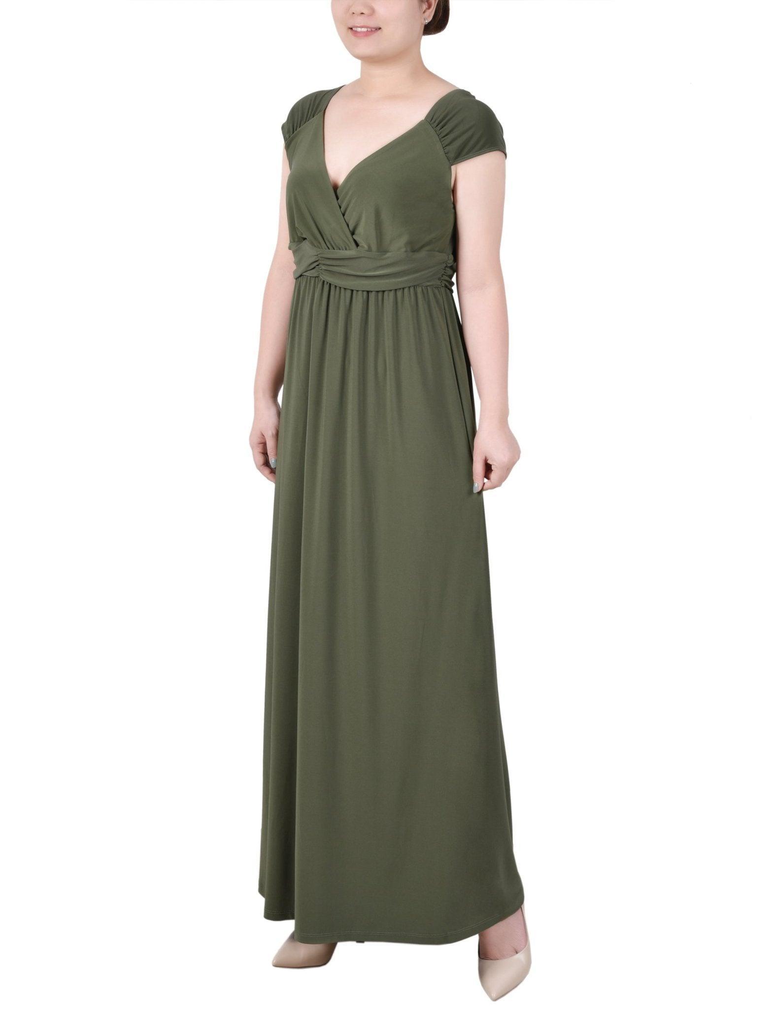 NY Collection Ruched Empire-Waist Maxi Dress Product Image