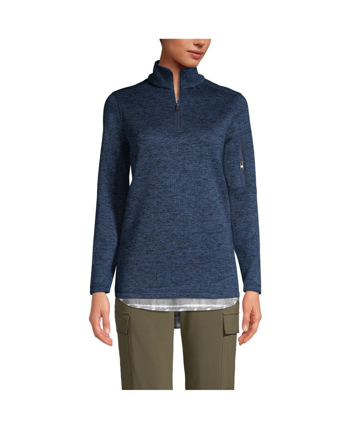 Lands End Womens Sweater Fleece Quarter Zip Pullover Product Image