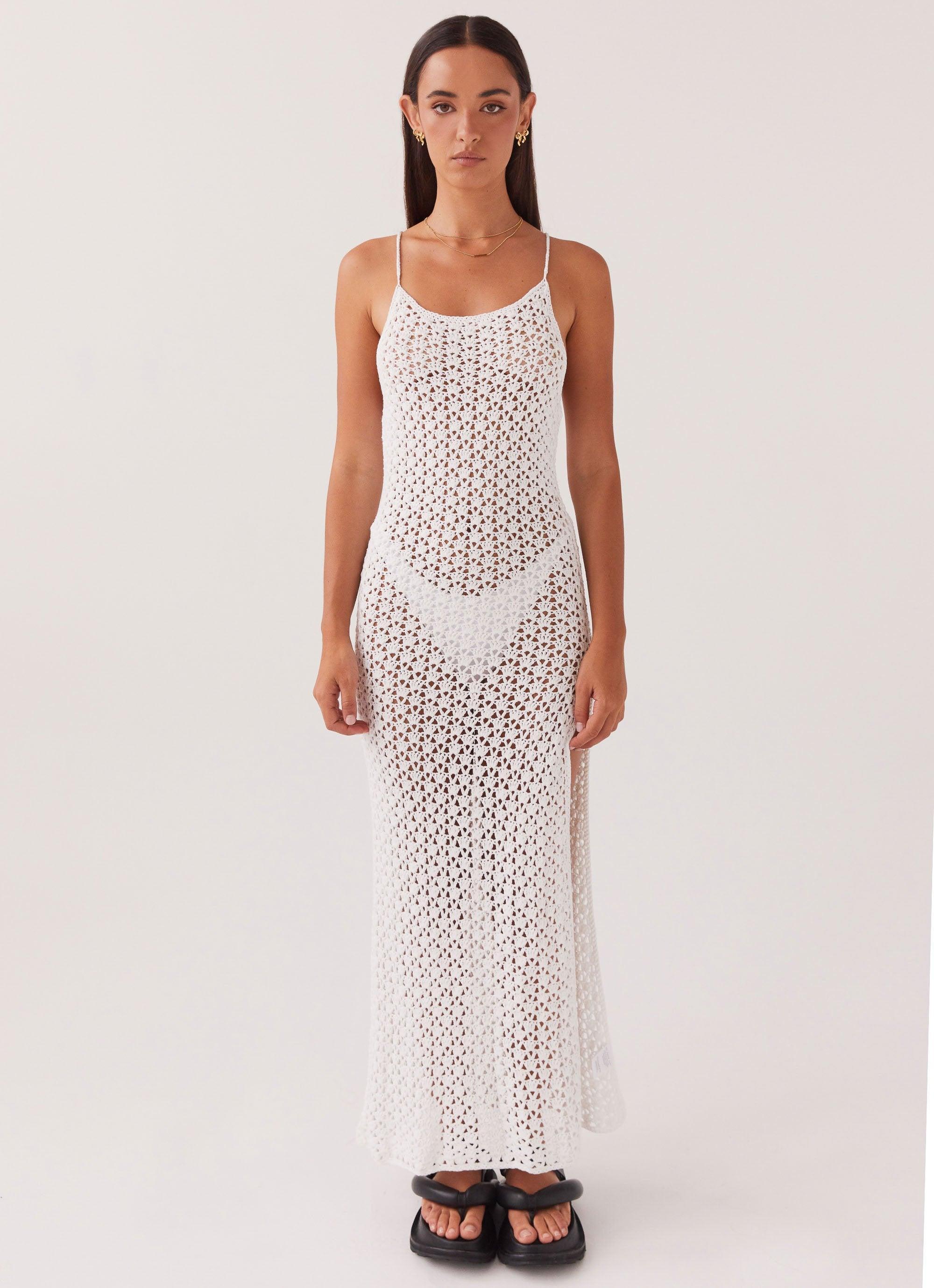 Shellie Crochet Maxi Dress - White Product Image