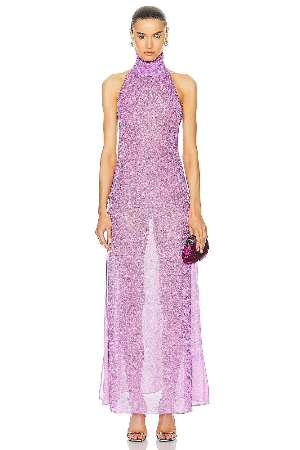 Oseree Lumire Turtleneck Dress in Purple Product Image