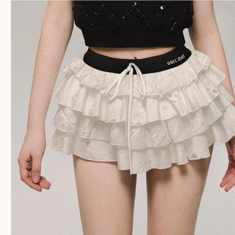 Low Rise Layered Mini A-Line Skirt Product Image