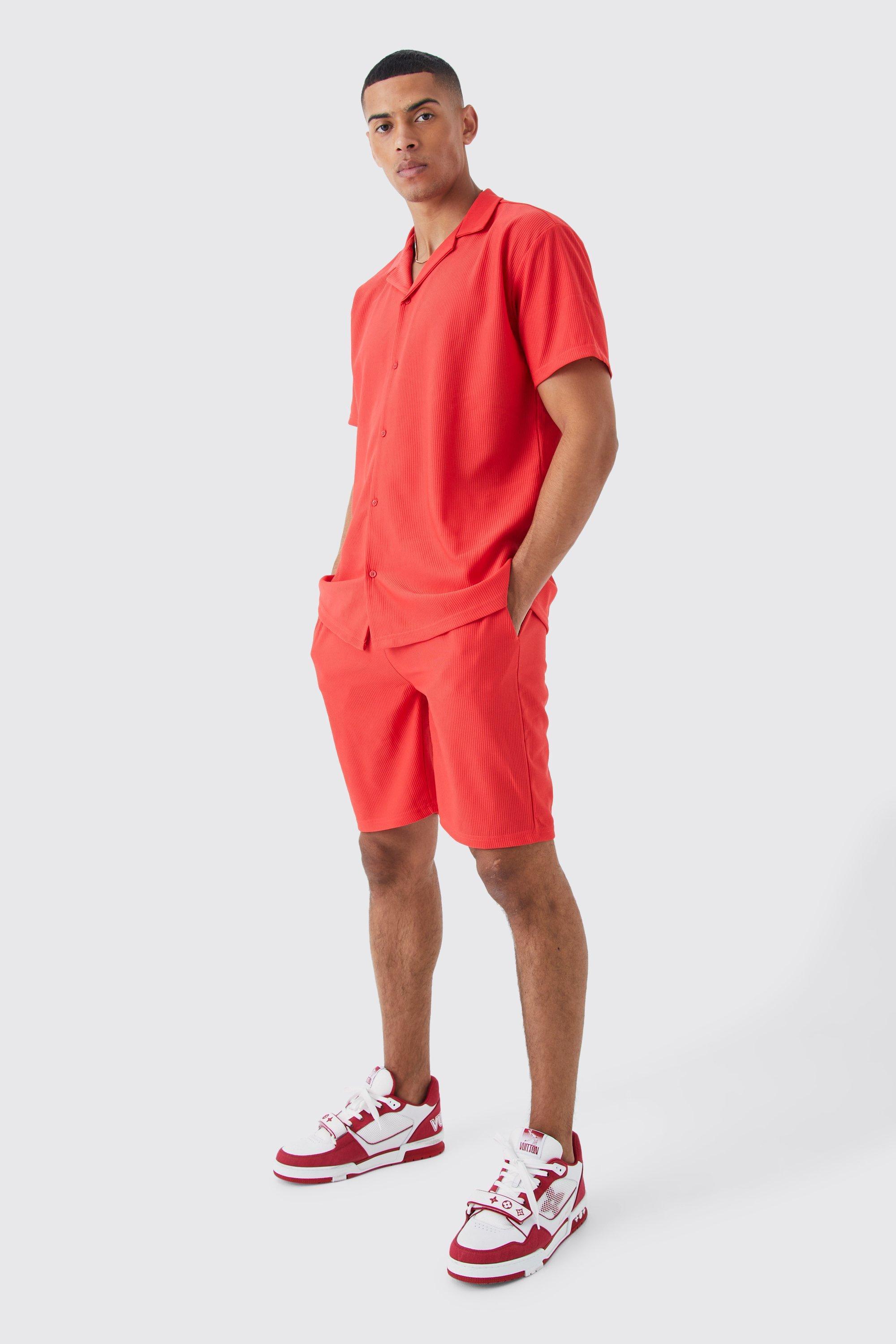 Short Sleeve Oversized Shirt And Short Set | boohooMAN USA Product Image