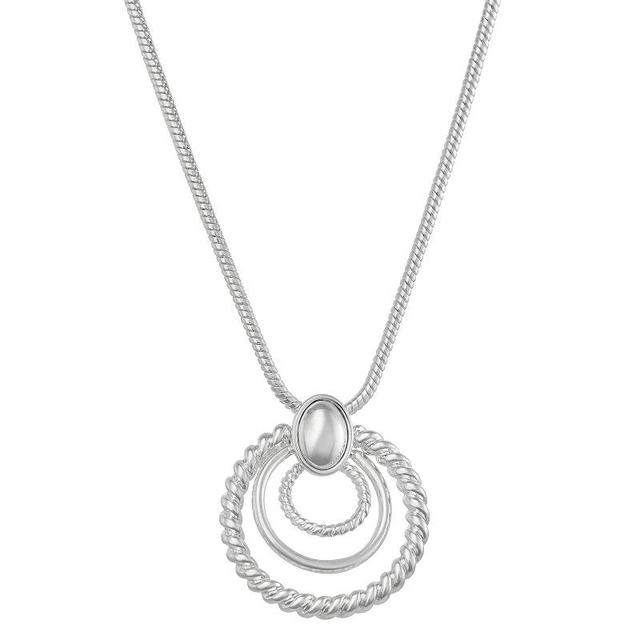 Napier Silver Tone Circle Pendant Long Necklace, Womens Product Image