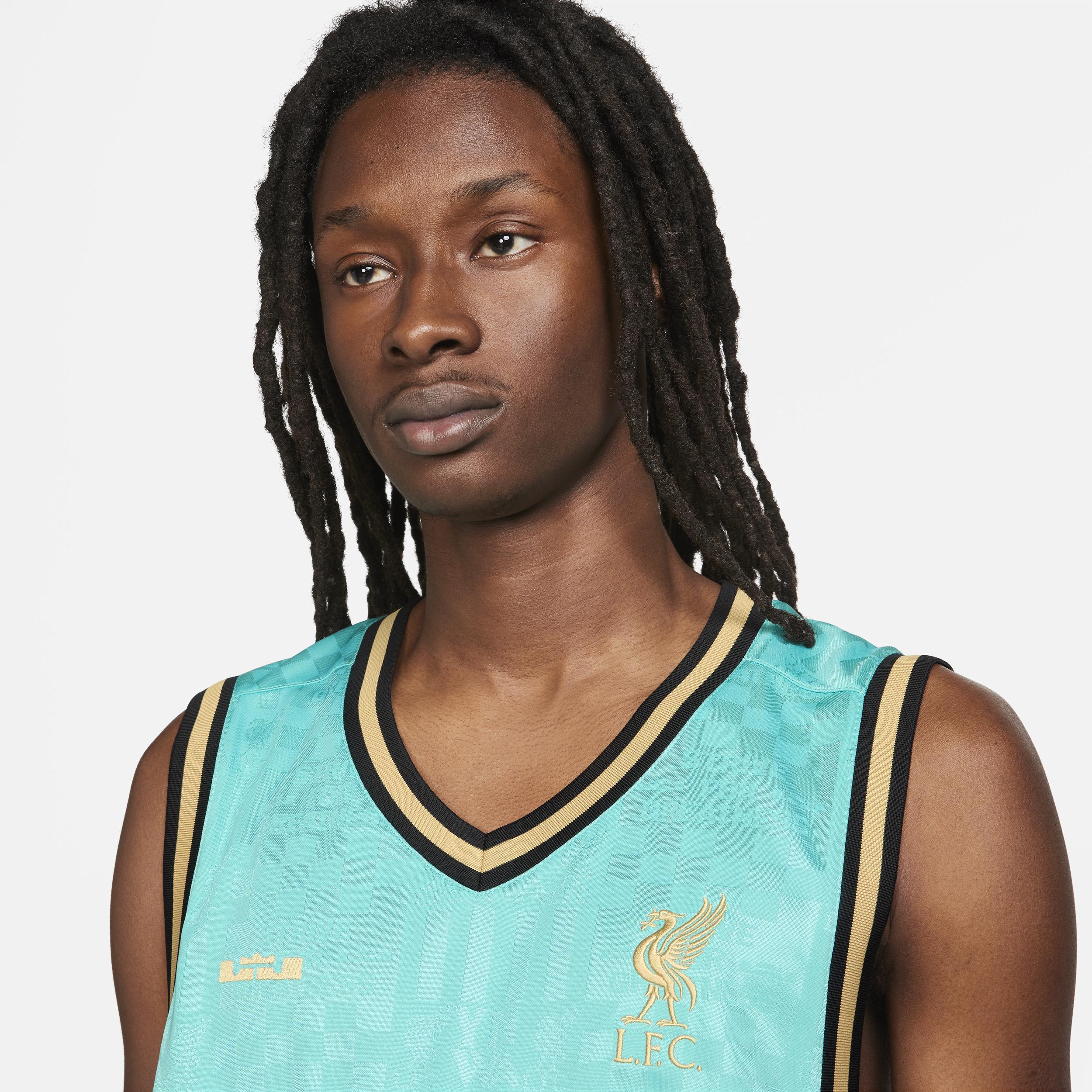 Nike Mens Nike LeBron LFC DNA Jersey - Mens Washed Teal/Truly Gold Product Image