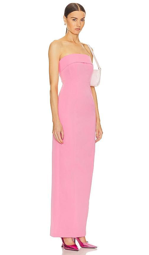 Helsa Tech Gabardine Long Strapless Dress in Pink Product Image