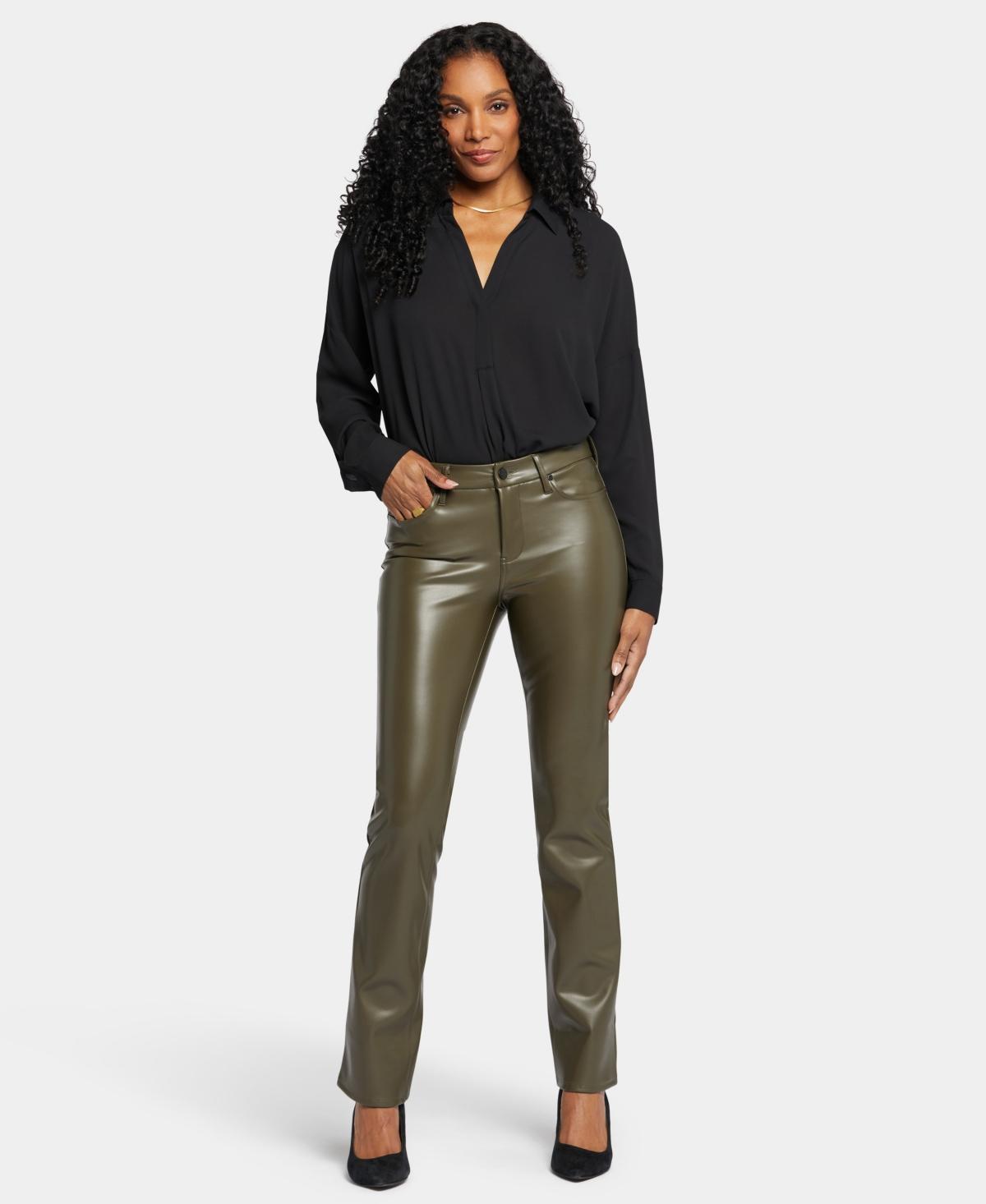 Nydj Womens Faux Leather Marilyn Straight Pants Product Image