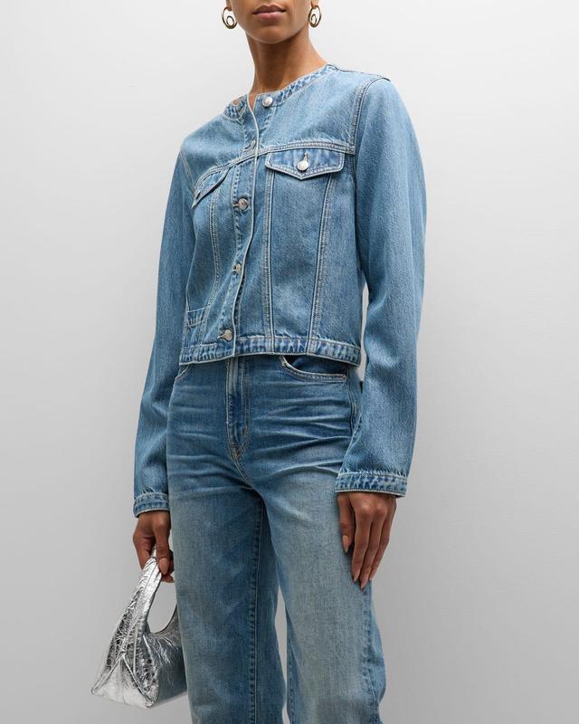 Womens Featherweight Cora Round-Neck Denim Jacket Product Image