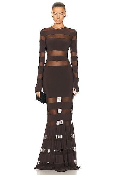 Norma Kamali Spliced Dress Fishtail Gown Brown. (also in L, M, S, XL). Product Image