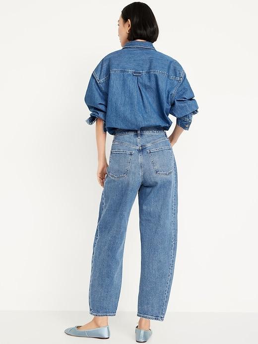 High-Waisted Barrel Ankle Jeans Product Image