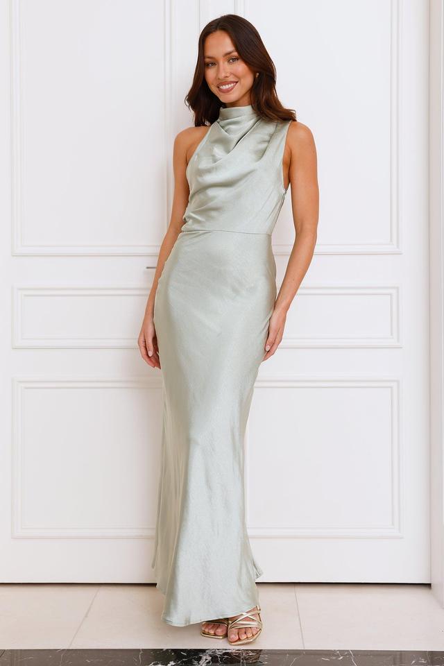 Formal Luxe Satin Maxi Dress Sage Product Image