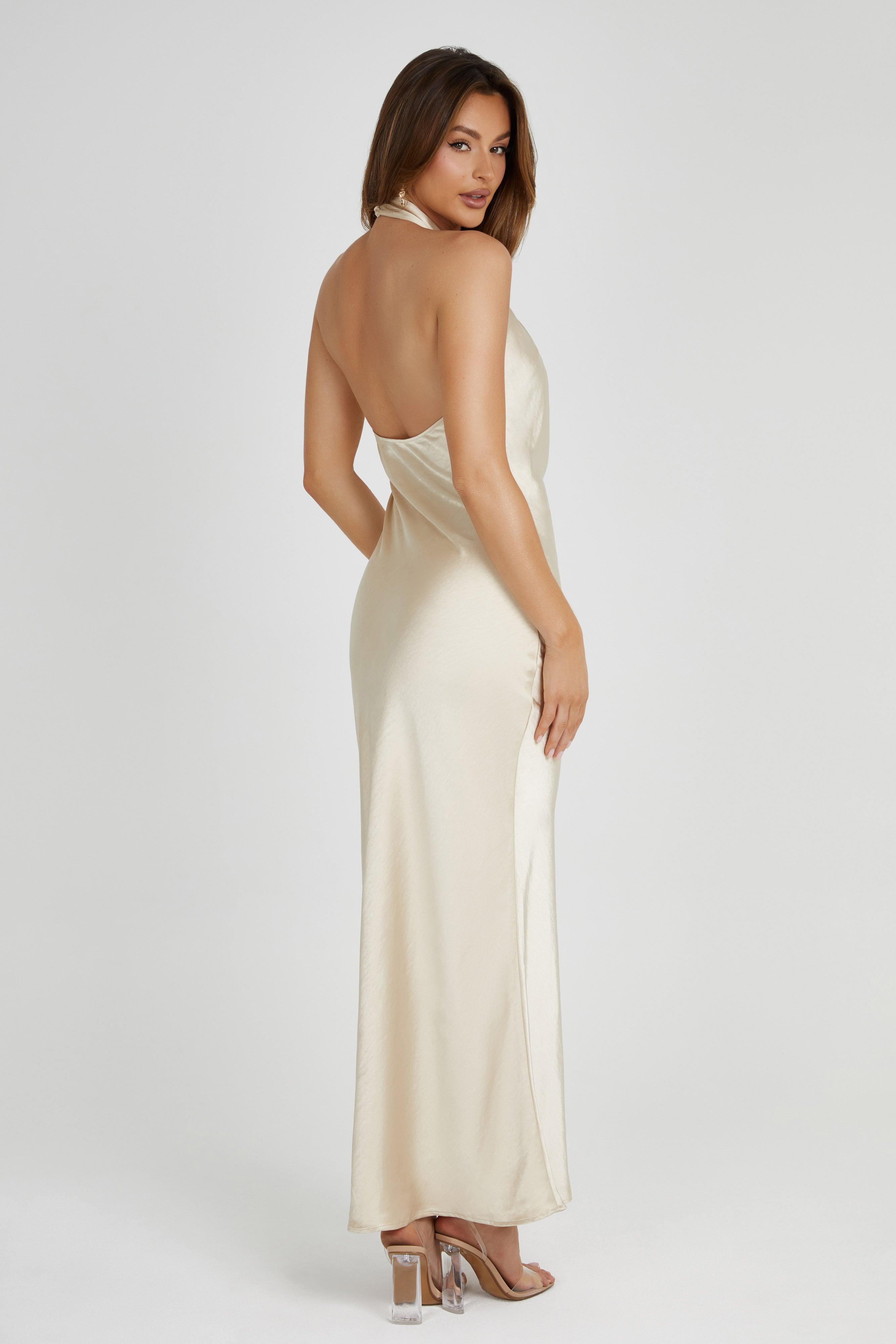 Laura Halter Satin Gown - Gold Product Image