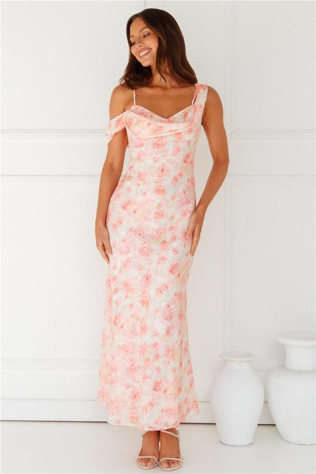 Liliana Off Shoulder Maxi Dress Peach Product Image