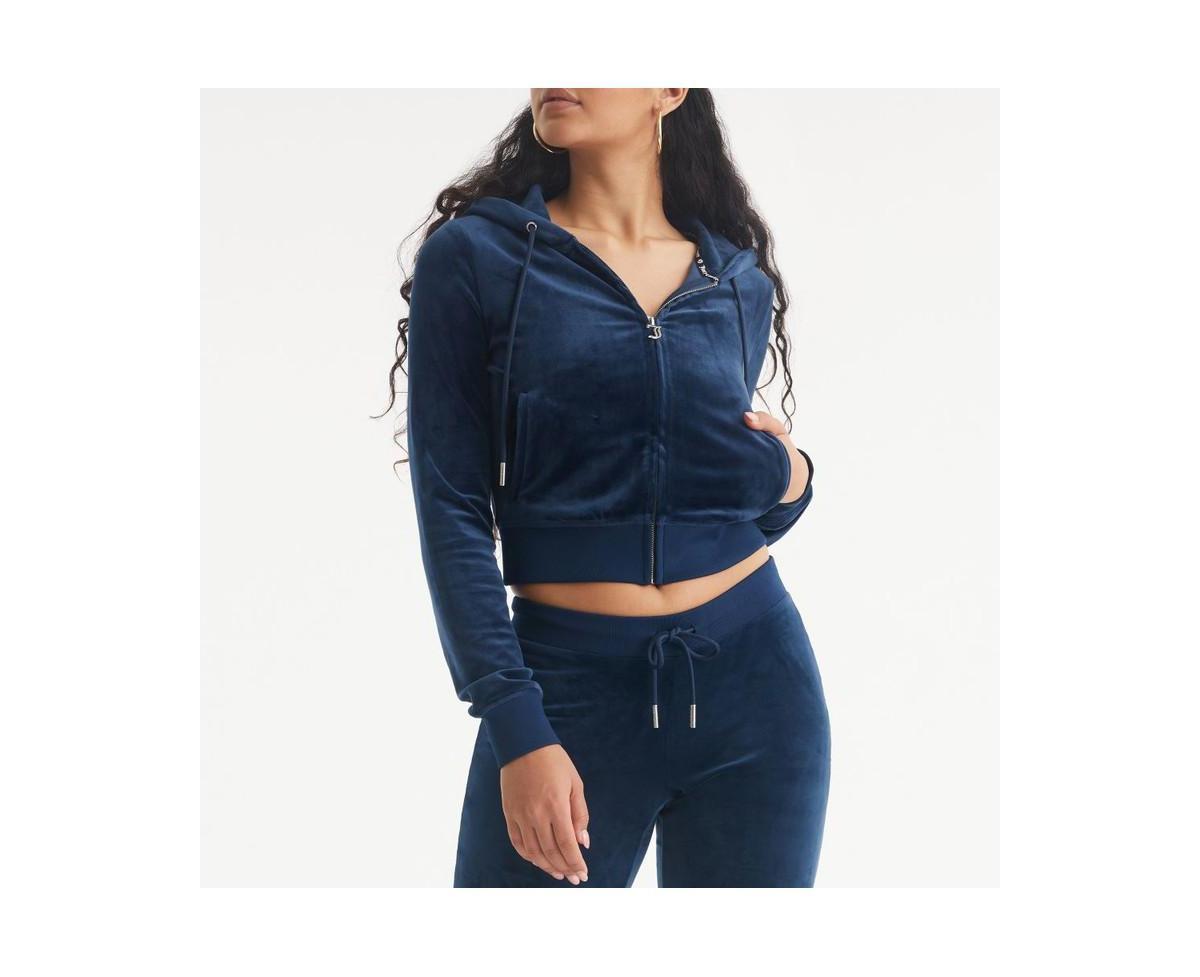 Juicy Couture Womens OG Big Bling Velour Zip-Up Hoodie Product Image