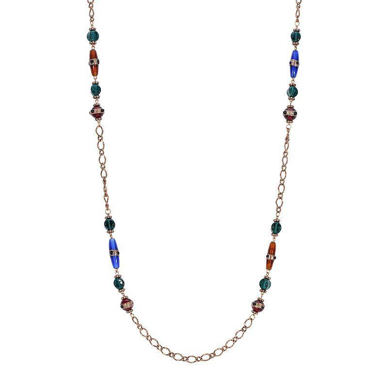 1928 Copper Tone Multicolored Strandage Necklace, Womens Product Image