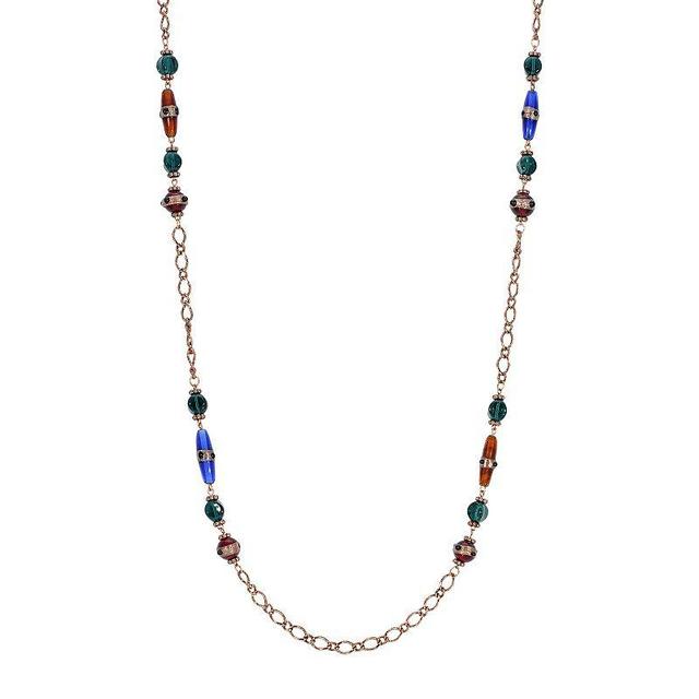 1928 Copper Tone Multicolored Strandage Necklace, Womens Product Image