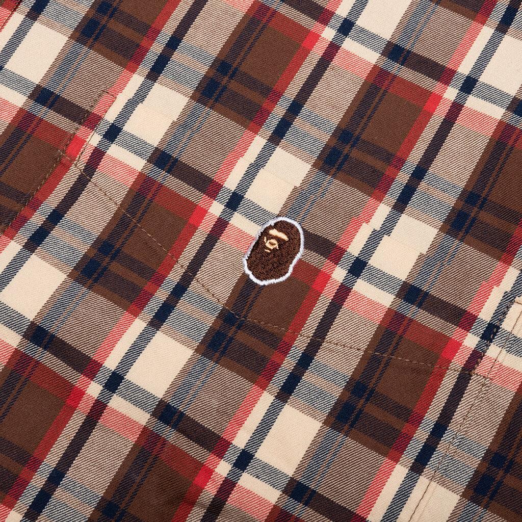 Mini Bape Check Loose Fit Shirt - Red Male Product Image