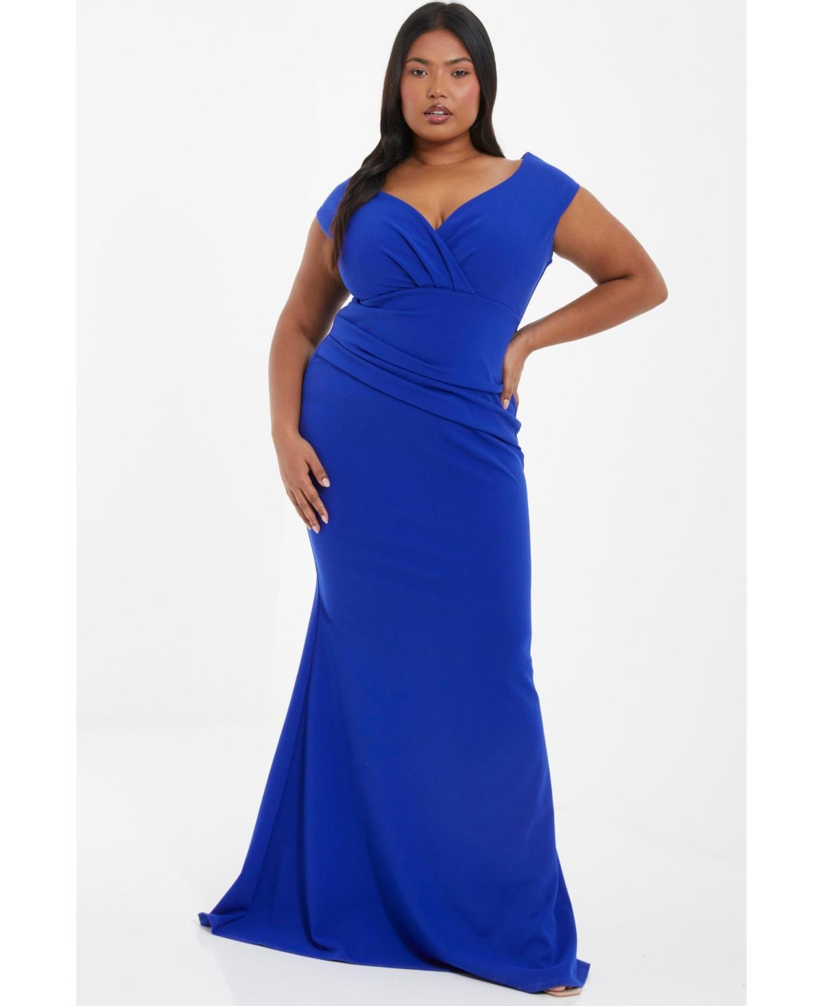 Quiz Womens Plus Size Wrap Ruched Maxi Dress Product Image