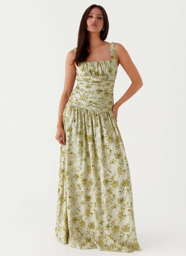 Zinna Linen Maxi Dress - Sage Floral Product Image