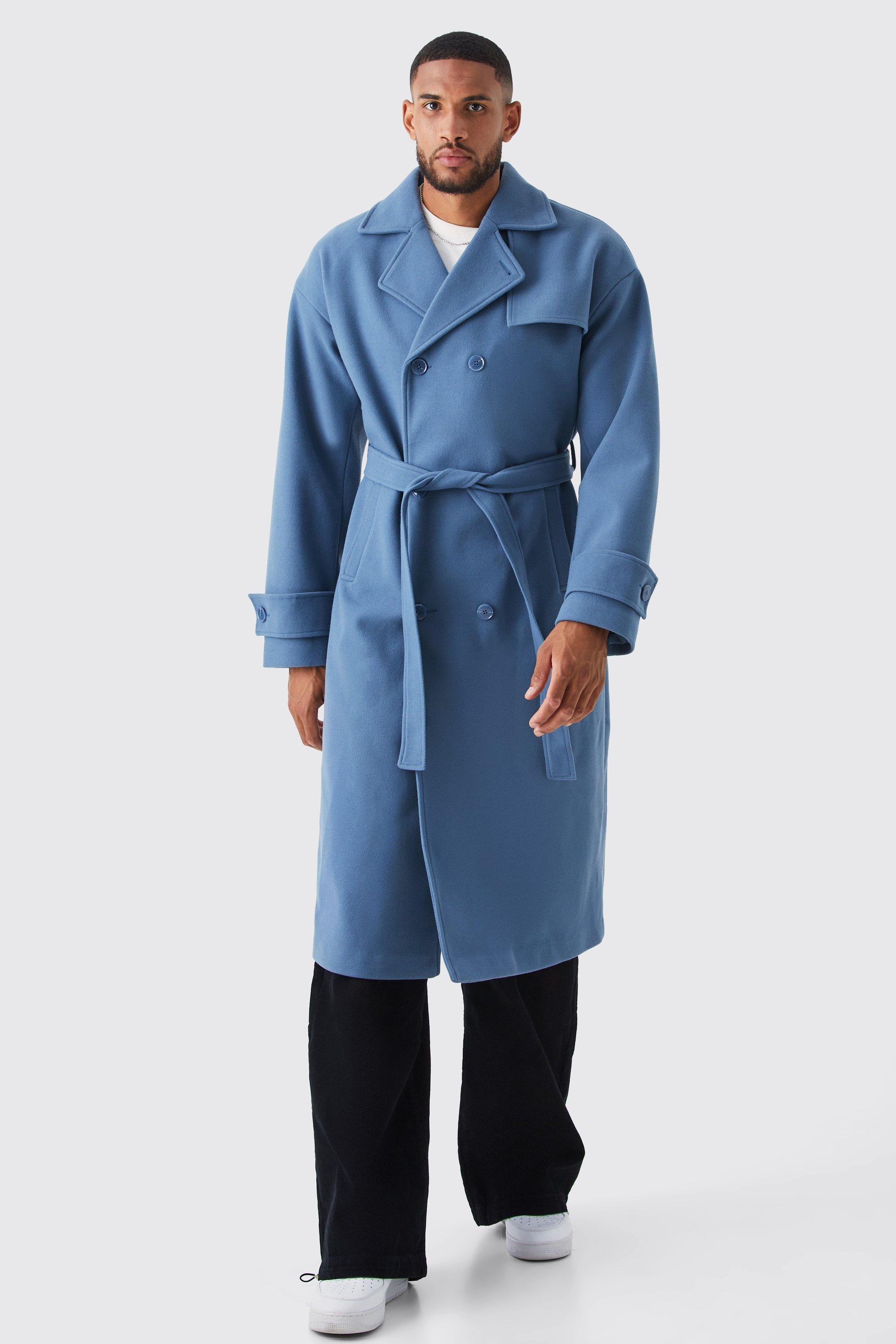 Tall Double Breasted Storm Flap Trench Overcoat | boohooMAN USA Product Image