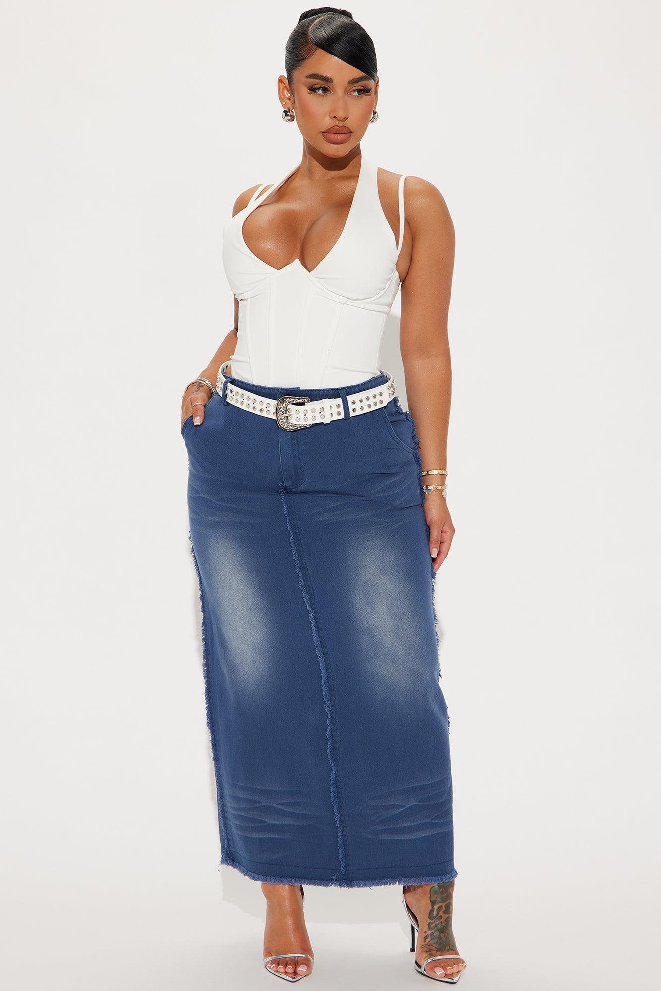 Weekend In Austin Belted Maxi Skirt - Blue Product Image