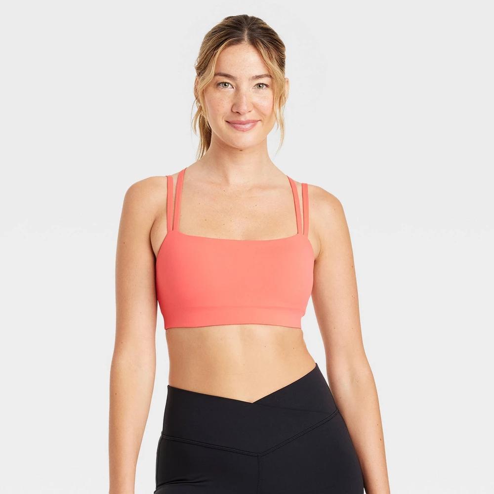 Womens Square Neck Strappy Sports Bra - JoyLab Coral Red XXL Product Image