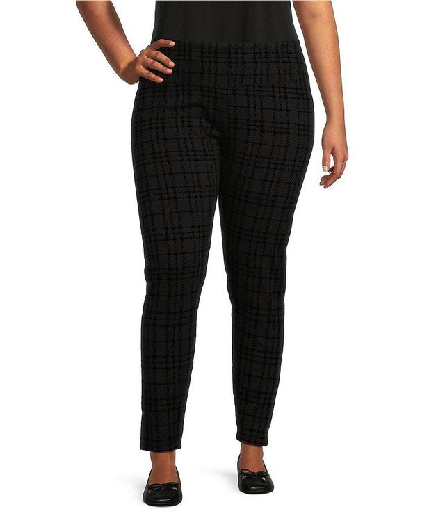 Intro Plus Size Flocked Plaid Tummy Control Love the Fit Leggings Product Image