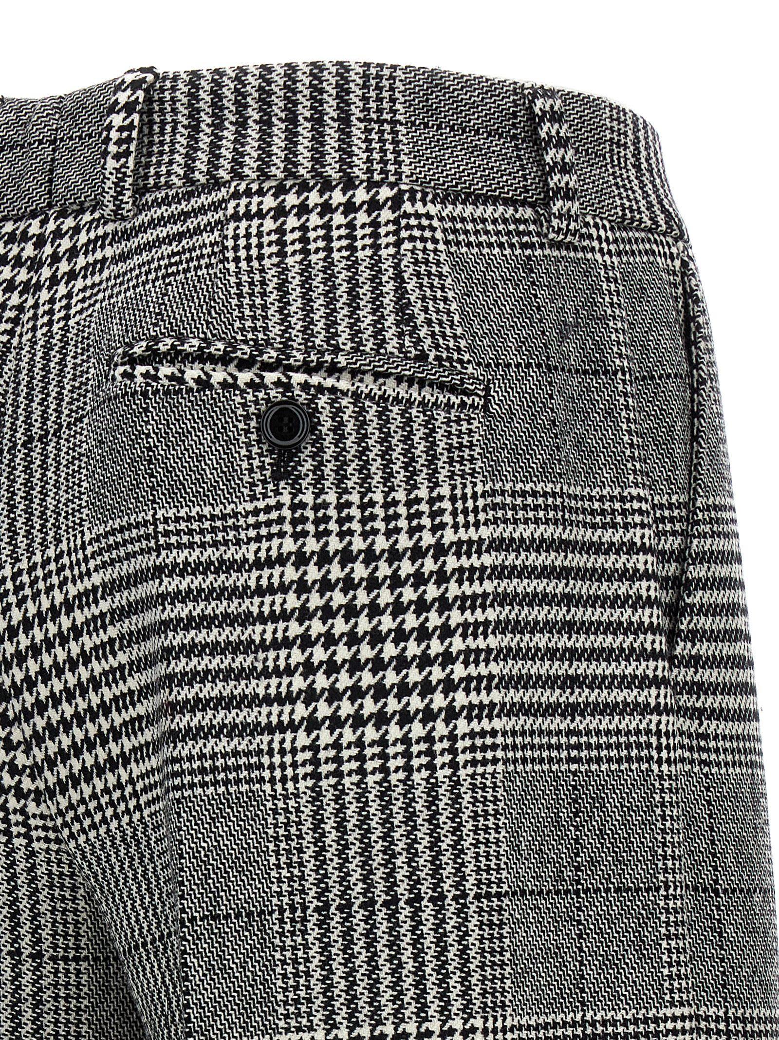 Prince Of Wales Check Wool And Cashmere Flared Pants In Grey Product Image