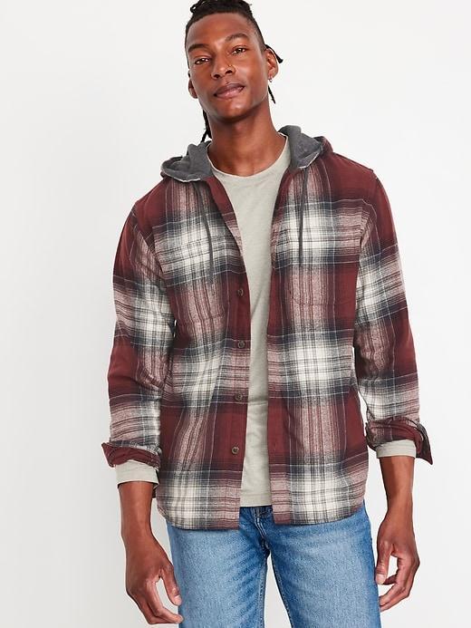 Hooded Flannel Shirt Product Image