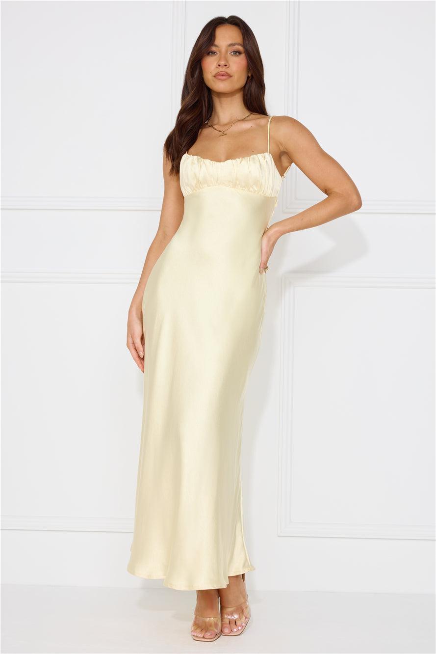 Silk Shimmers Satin Maxi Dress Yellow product image