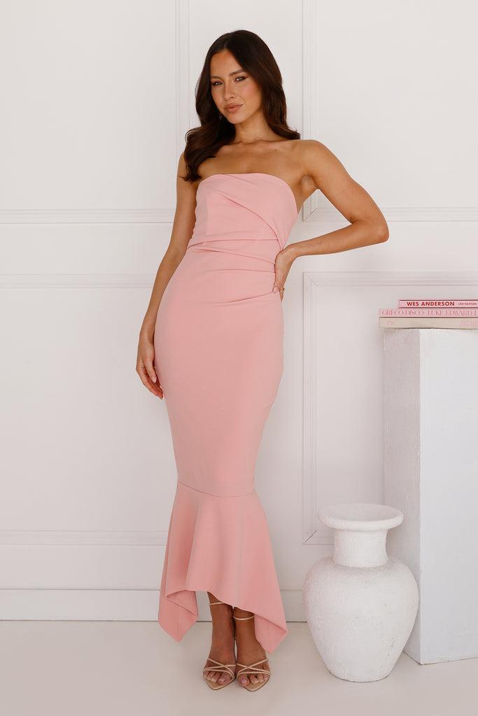 Sizzling Sparks Strapless Midi Dress Pink Product Image