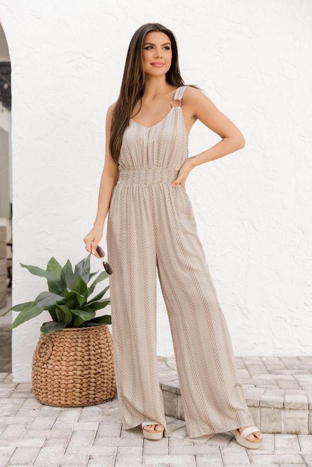 Take Me Back Brown Stripe Jumpsuit FINAL SALE FINAL SALE Product Image