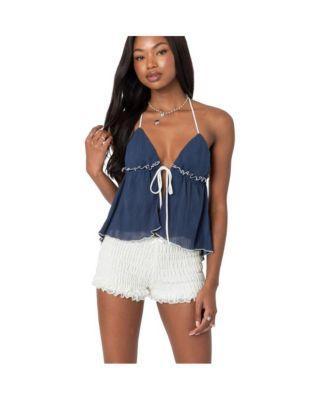 Edikted Womens Crinkled split front halter top Product Image