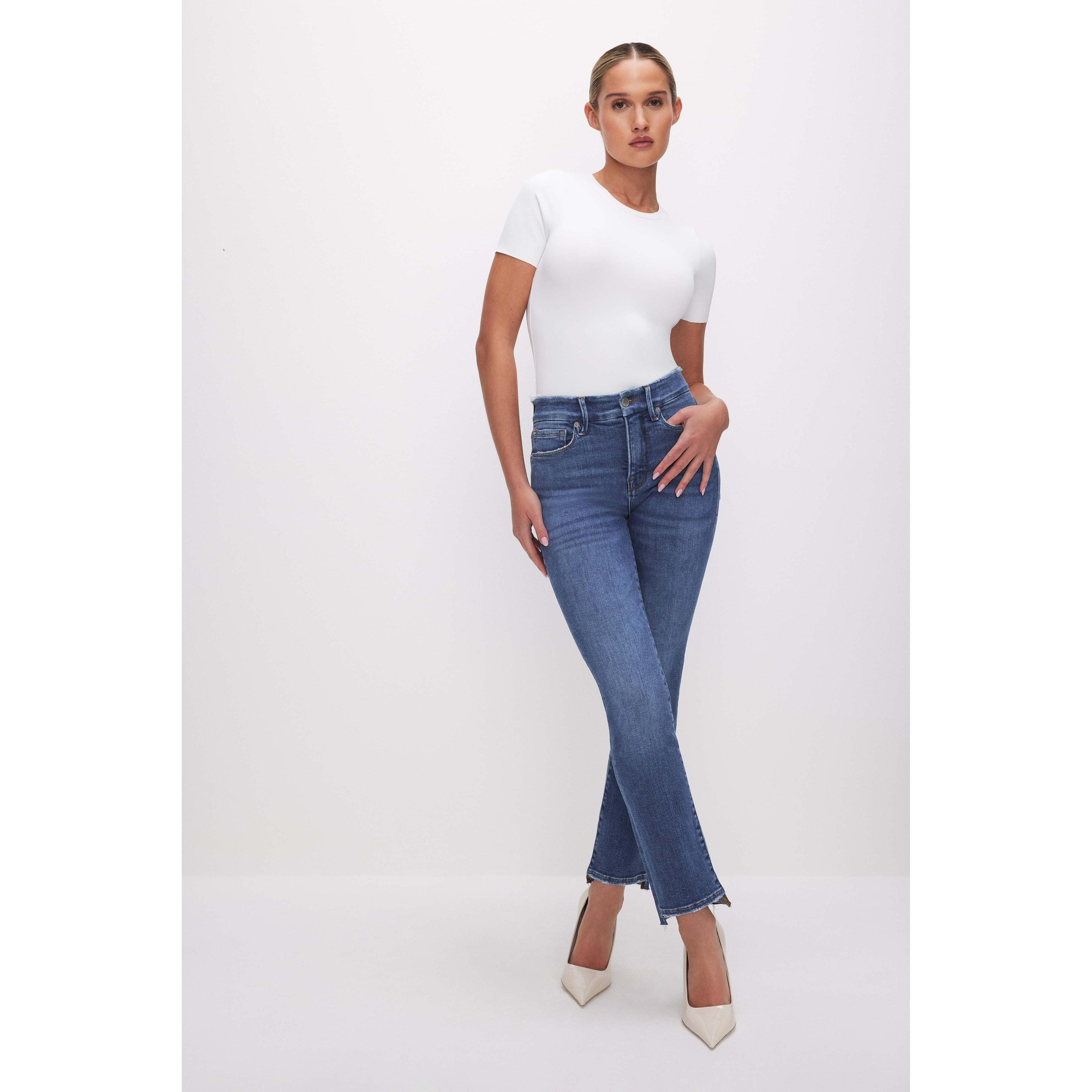 Womens Good Classic Slim Straight Jeans | Indigo, 0 Size 10 | Good American by Khlo Kardashian Product Image