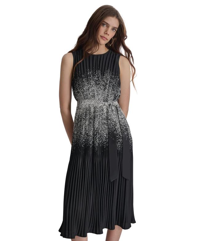 Women's Pleated Crepe Satin A-Line Dress Product Image