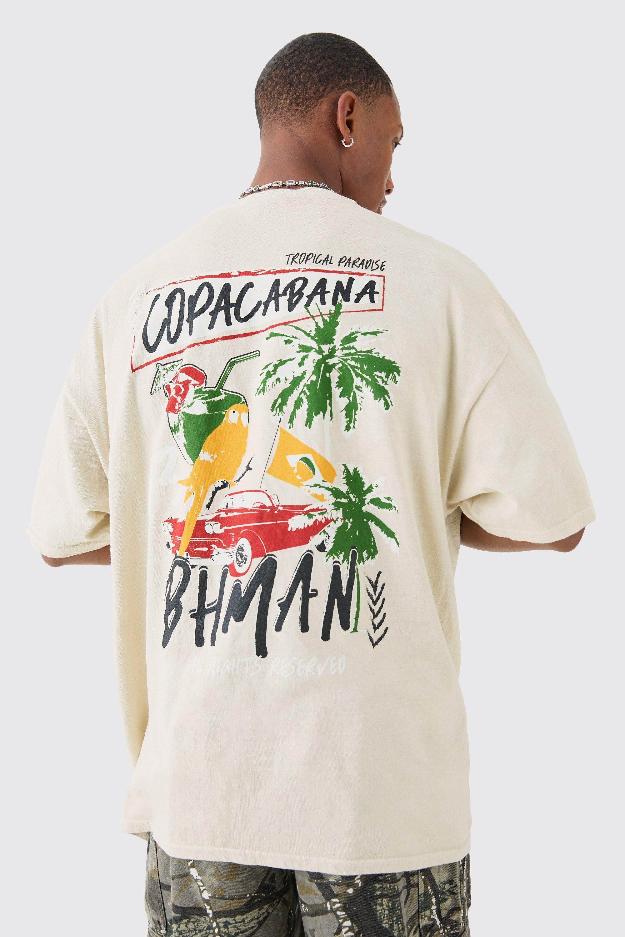 Oversized Copacabana Printed Back Print T-shirt | boohooMAN USA Product Image