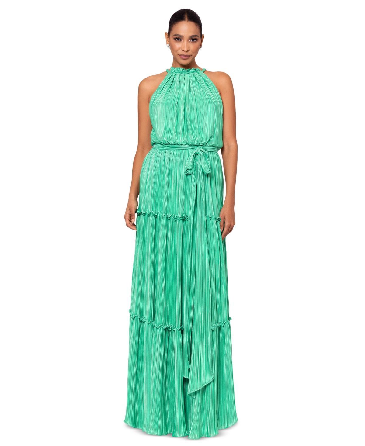 Women's Pleated Halter Gown Product Image