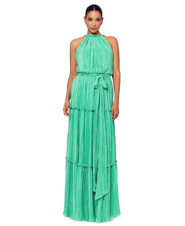 Women's Pleated Halter Gown Product Image