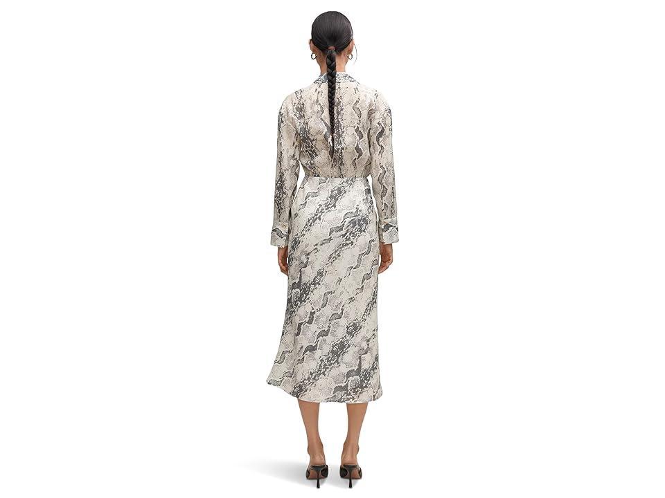 MANGO Snakeskin Print Long Sleeve Wrap Shirtdress Product Image