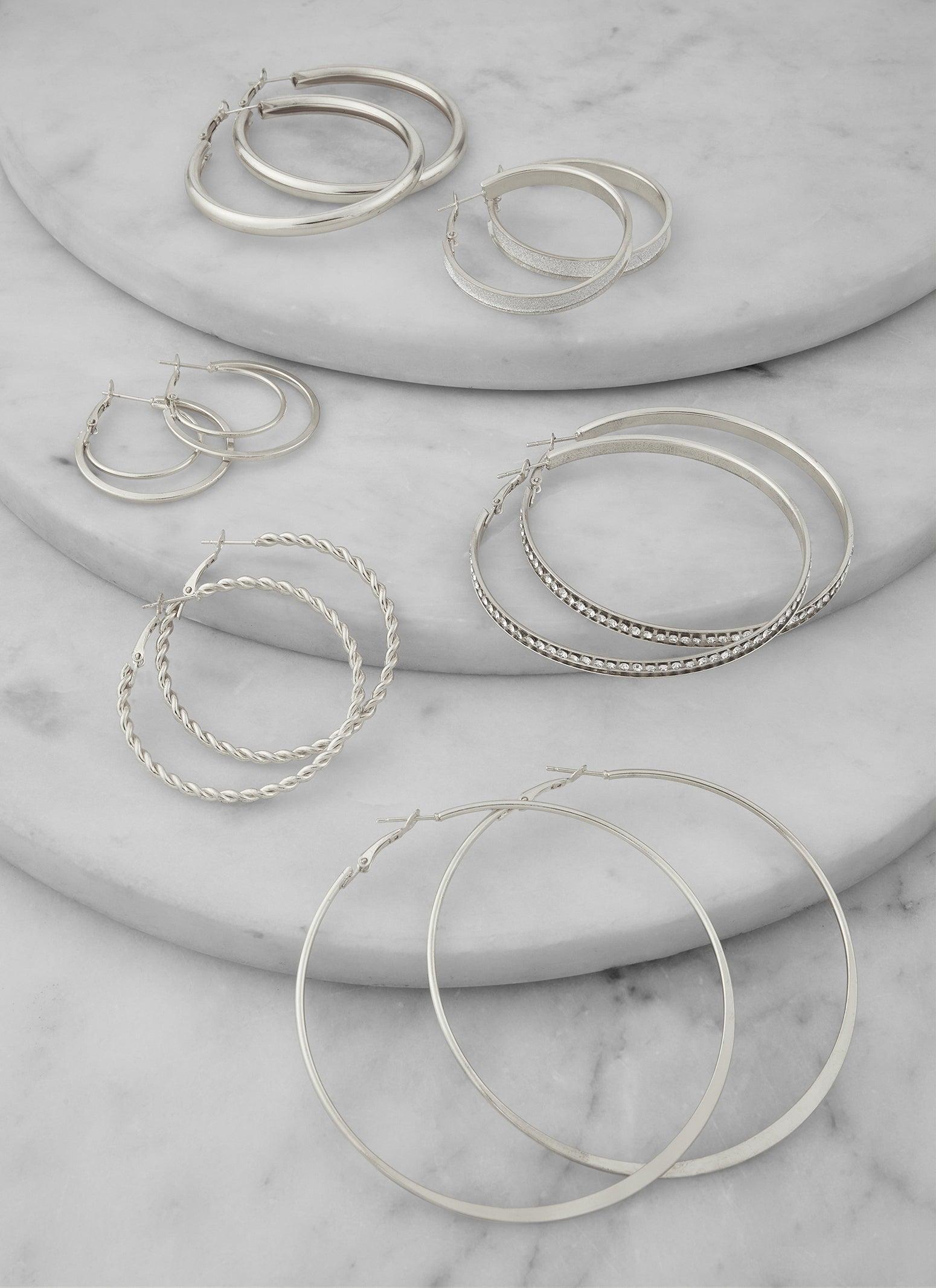 Assorted Textured Hoop Earring Set of 6 Female Product Image