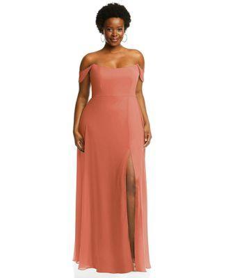 Plus Size Off-the-Shoulder Basque Neck Maxi Dress with Flounce Sleeves Product Image