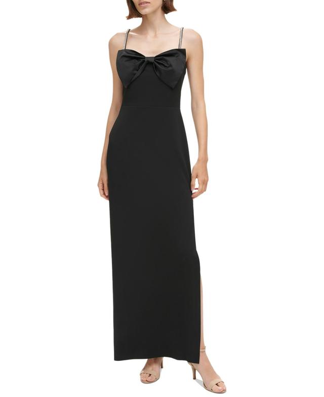 Eliza J Womens Bow-Bodice Embellished-Strap Side-Slit Dress Product Image